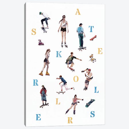 Skaters And Rollers Canvas Print #BSK70} by Bogdan Shiptenko Canvas Wall Art