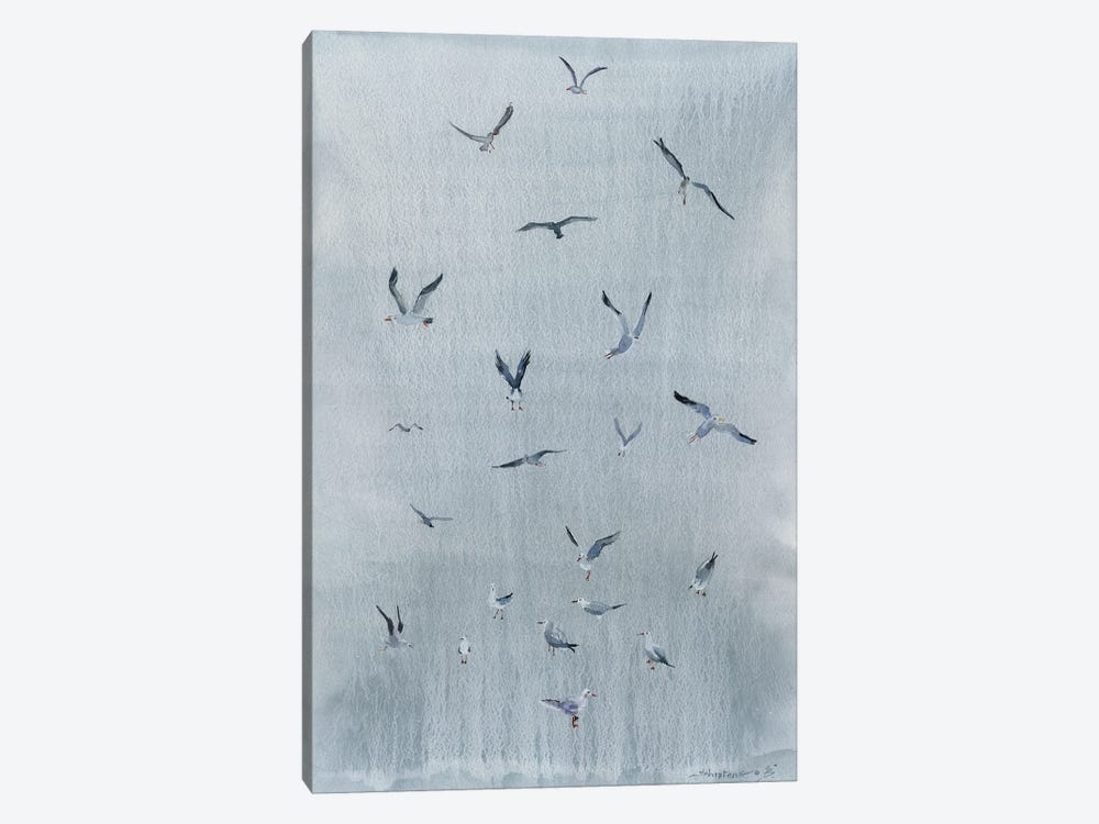Seagulls On Gray by Bogdan Shiptenko 1-piece Art Print