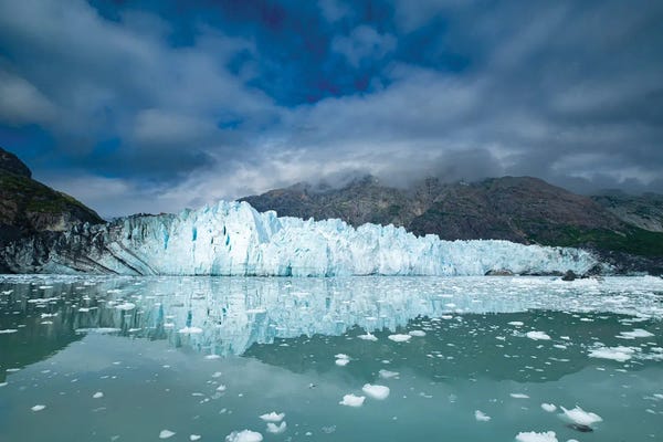 Margerie Glacier Reflected In This Calm Water View