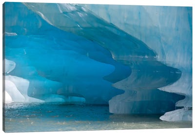 Melting Patterns Are Amazing On This Iceberg In Shakes Lake Canvas Art Print - Glacier & Iceberg Art