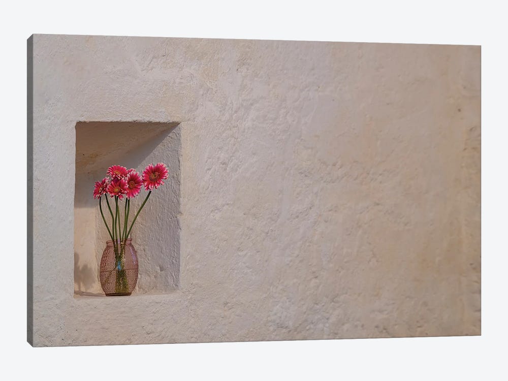 Simple Floral Tribute Growing A Niche In The Great Stone Walls Of Ballintubber Abbey, County Mayo, Ireland by Betty Sederquist 1-piece Canvas Wall Art