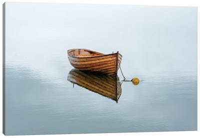 Wooden Boat At Anchorage Is The Epitome Of Simplicity. Westport, County Mayo, Ireland Canvas Art Print