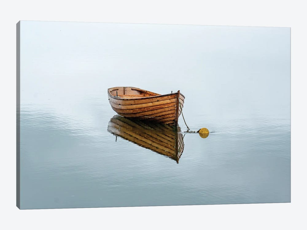 Wooden Boat At Anchorage Is The Epitome Of Simplicity. Westport, County Mayo, Ireland by Betty Sederquist 1-piece Art Print