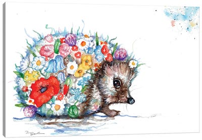 Little Flower Canvas Art Print - Hedgehogs