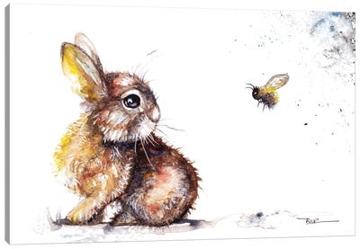 Rabbit And Bee Canvas Art Print - BebesArts