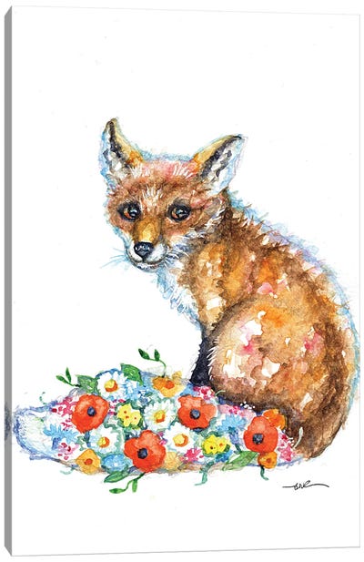 The Fox's Tail Canvas Art Print - Embellished Animals