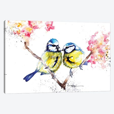 Blue Tits And Blossom Canvas Print #BSR13} by BebesArts Art Print