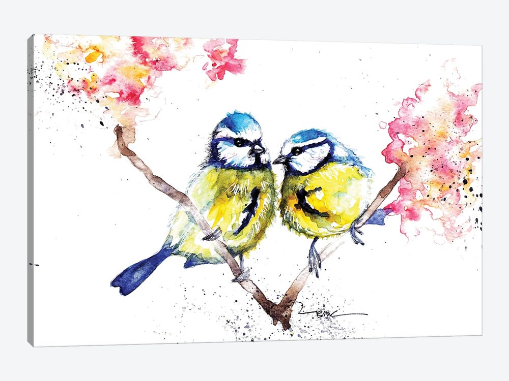 Blue Tits And Blossom by BebesArts 1-piece Canvas Artwork