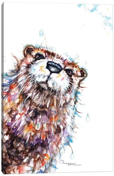 Curious Otter Canvas Art Print - Otter Art