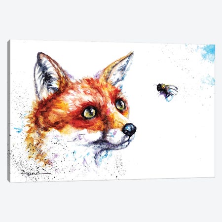 Fox And Bee Canvas Print #BSR26} by BebesArts Canvas Print