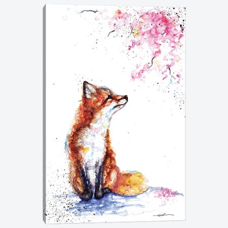 Fox And Blossom Canvas Print #BSR27} by BebesArts Canvas Print