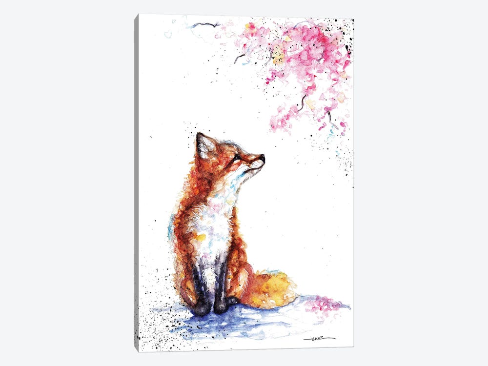 Fox And Blossom by BebesArts 1-piece Canvas Art Print