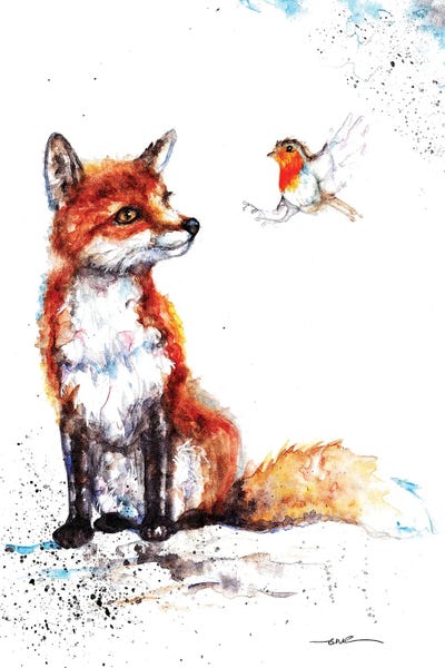 Fox And Robin by BebesArts canvas print
