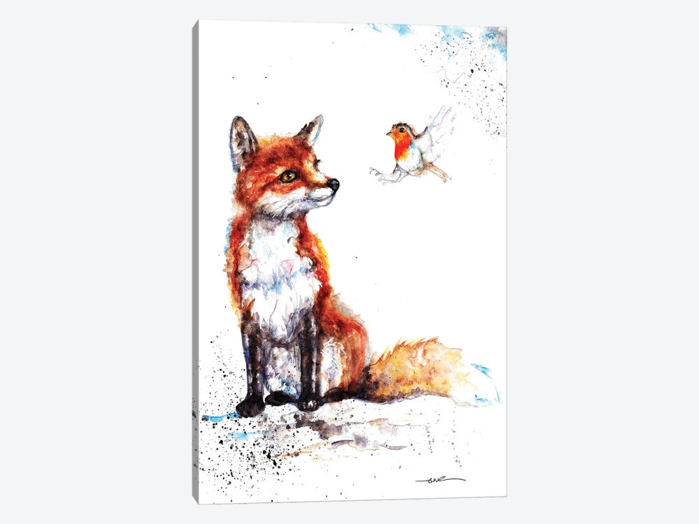 Fox And Robin by BebesArts 1-piece Canvas Artwork