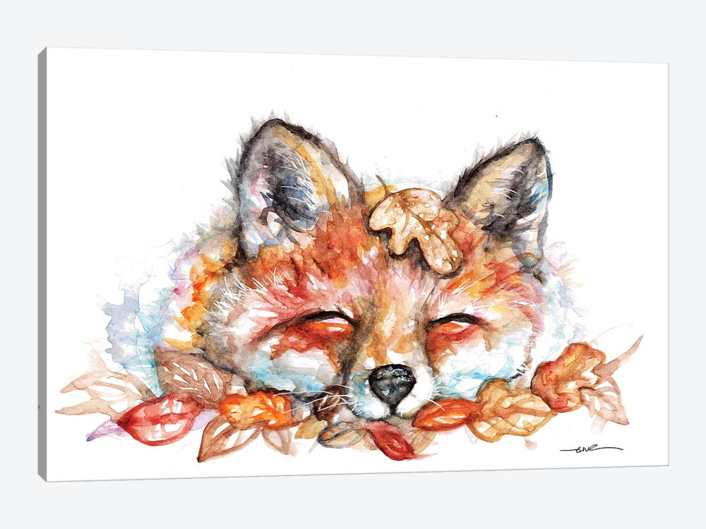 Fox N Leaves by BebesArts 1-piece Canvas Print