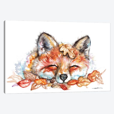 Fox N Leaves Canvas Print #BSR29} by BebesArts Canvas Art