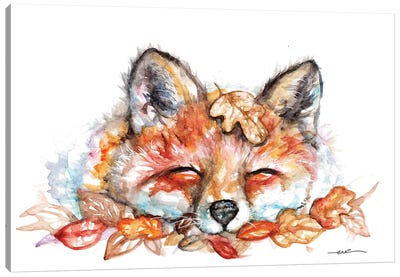 Fox N Leaves Canvas Art Print - BebesArts