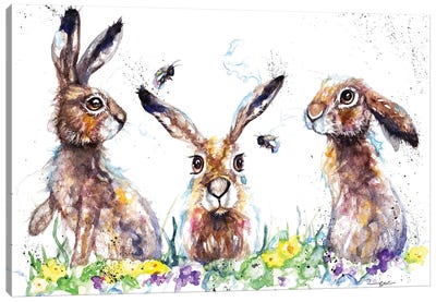 Hares And Bees Canvas Art Print - Kids' Space