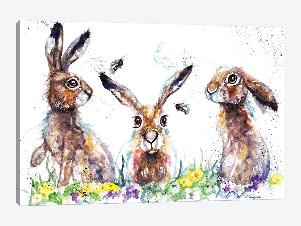 Hares And Bees by BebesArts 1-piece Canvas Art Print