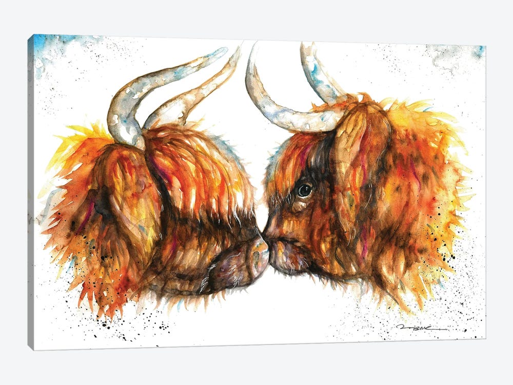 Highland Cows by BebesArts 1-piece Canvas Artwork
