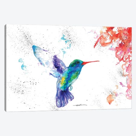 Hummingbird And Blossom I Canvas Print #BSR36} by BebesArts Canvas Wall Art