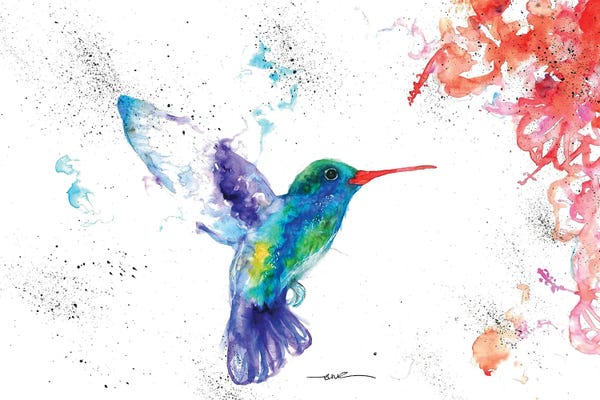 Hummingbirds: Hummingbird And Blossom I by BebesArts