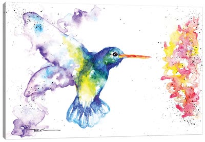 Hummingbird And Blossom II Canvas Art Print - BebesArts
