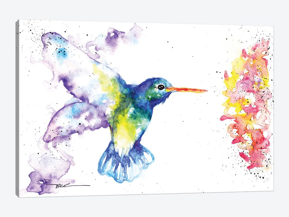 Hummingbird And Blossom II by BebesArts 1-piece Canvas Wall Art