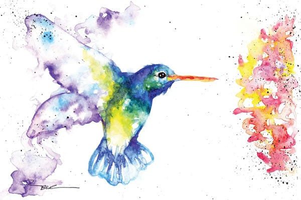 Hummingbirds: Hummingbird And Blossom II by BebesArts