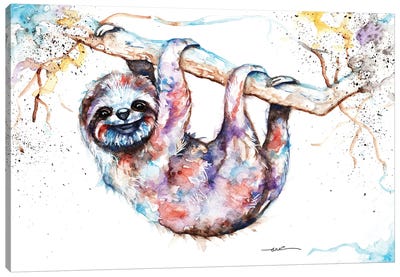 Just Hangin Canvas Art Print - Sloth Art
