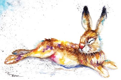 Lazy Hare by BebesArts framed canvas print