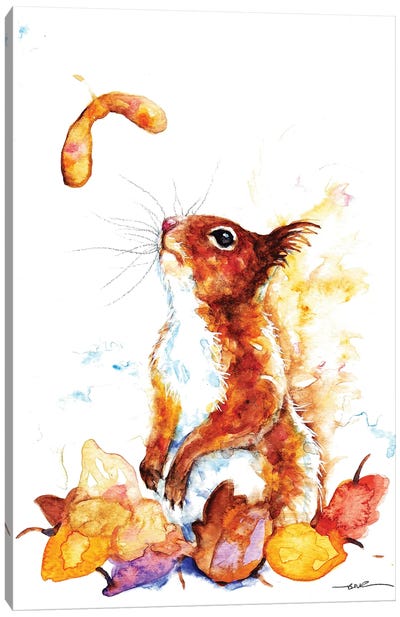 Autumn Squirrel Canvas Art Print - BebesArts