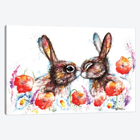 Meadow Rabbits Canvas Print #BSR53} by BebesArts Art Print