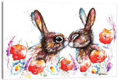 Meadow Rabbits Canvas Art Print - BebesArts