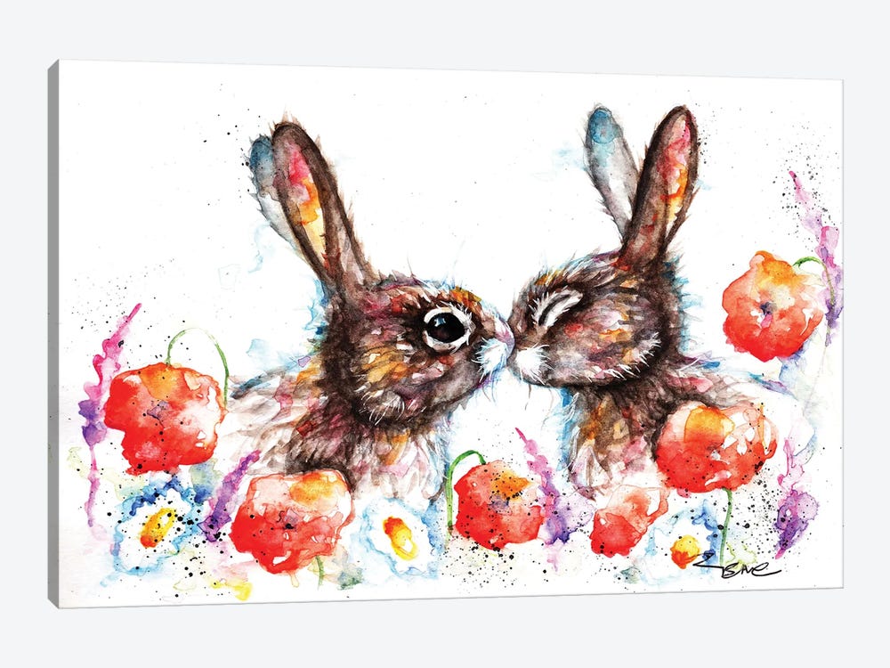Meadow Rabbits by BebesArts 1-piece Canvas Art