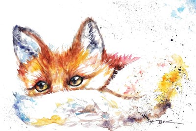 Peeping Fox by BebesArts framed canvas print