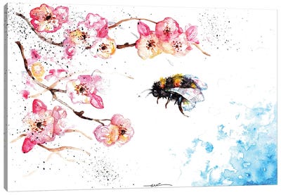 Bee And Blossom Canvas Art Print - BebesArts