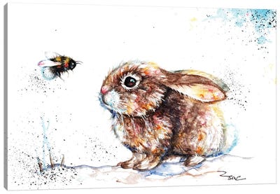 Rabbit And Bee III Canvas Art Print - BebesArts