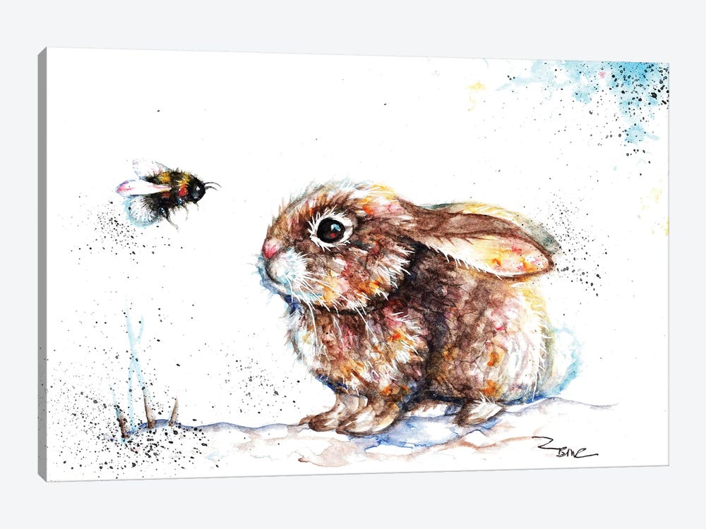 Rabbit And Bee III by BebesArts 1-piece Canvas Print