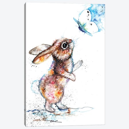 Rabbit And Cabbge White Canvas Print #BSR64} by BebesArts Art Print