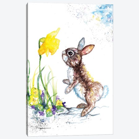 Rabbit And Daffodil Canvas Print #BSR65} by BebesArts Canvas Art Print