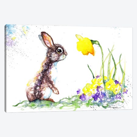 Rabbit And Spring Flowers Canvas Print #BSR66} by BebesArts Canvas Art Print