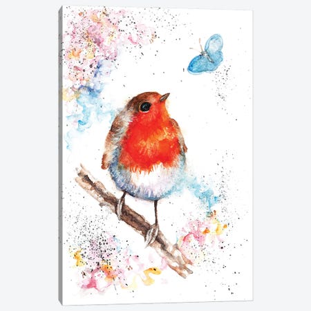 Robin And Small Blue Canvas Print #BSR71} by BebesArts Canvas Print