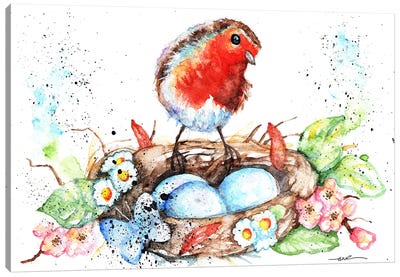 Robin's Nest Canvas Art Print - Robin Art