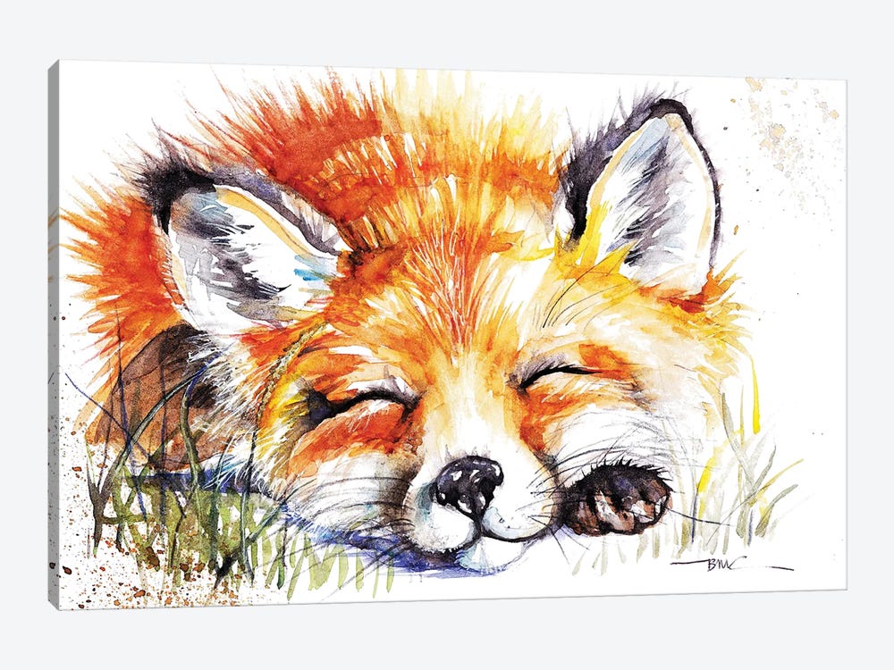 Sleeping Fox by BebesArts 1-piece Canvas Art Print