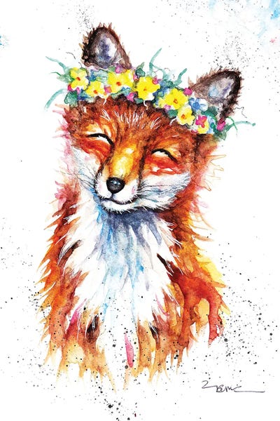 Spring Fox by BebesArts framed canvas print