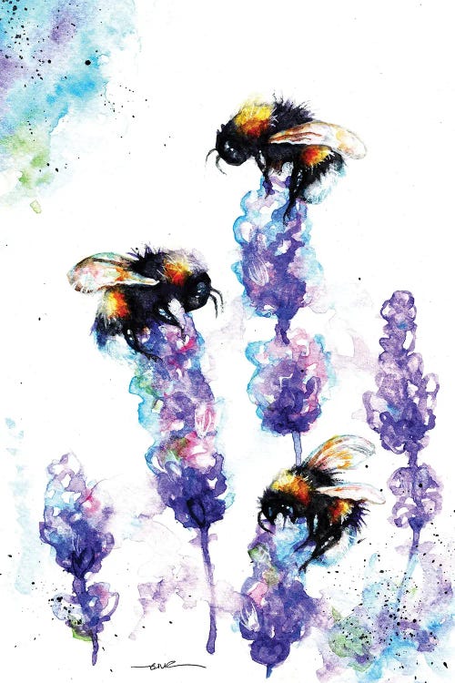 Bees And Lavender by BebesArts wall art