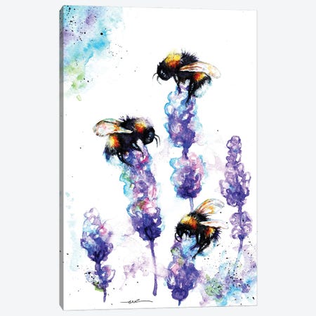 Bees And Lavender Canvas Print #BSR7} by BebesArts Art Print