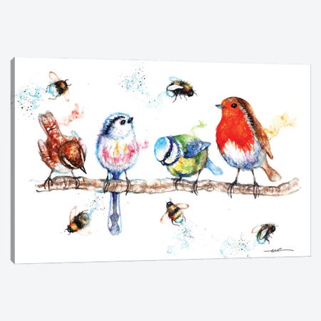 The Birds And The Bees Canvas Print #BSR81} by BebesArts Canvas Wall Art