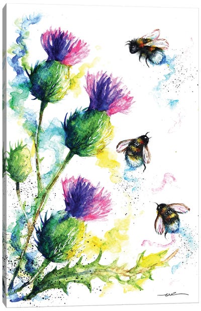 Bees And Thistles Canvas Art Print - BebesArts